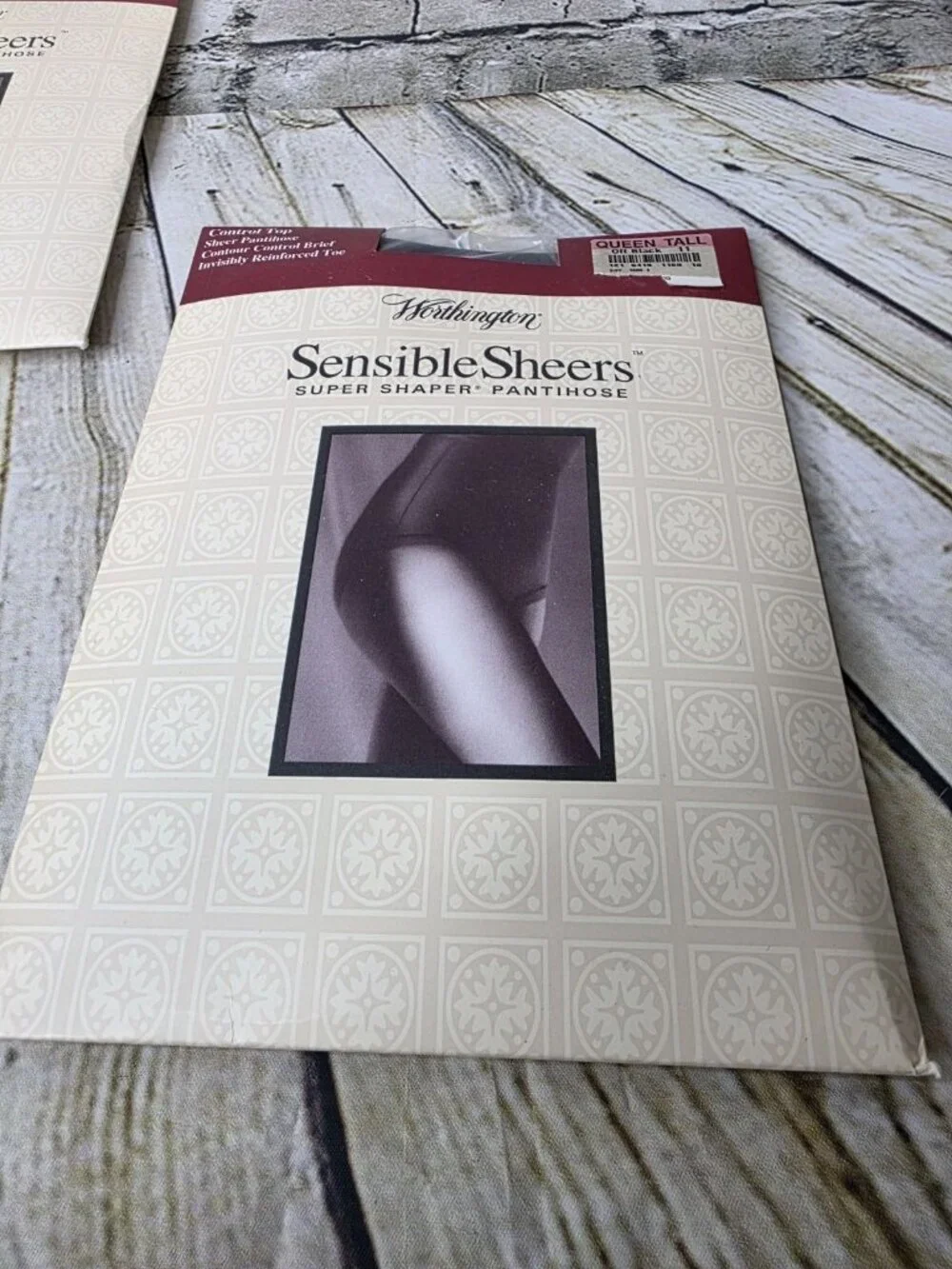 4 Vtg Worthington Sheer Caress Queen Tall Off Black Control Top Silky Pantyhose